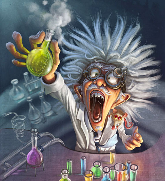 Um cientista louco celebrando uma descoberta (Autor: Tiago Hoisel)